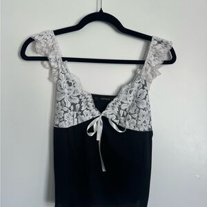 Elegant Black and White Lace Top